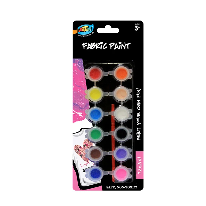 Wholesale 2ml 4ml 5ml 12 color art kid drawing fabric acrylic paint pot set for clothes