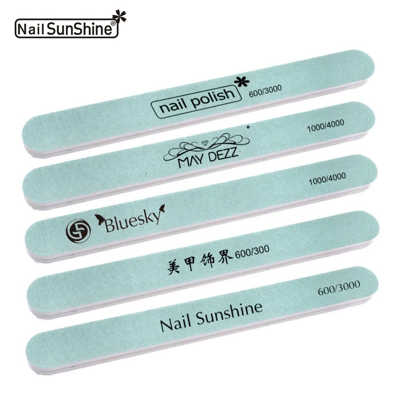 
Professional factory wholesale nail sunshine 18x2cm straight nail buffer buffing nail white green 2 sides 600 3000 grit 