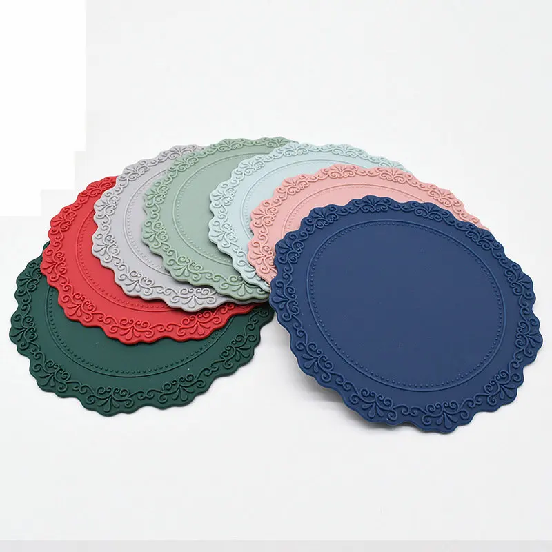 Creative Korean retro relief pattern food grade perkin silicone dining table mat