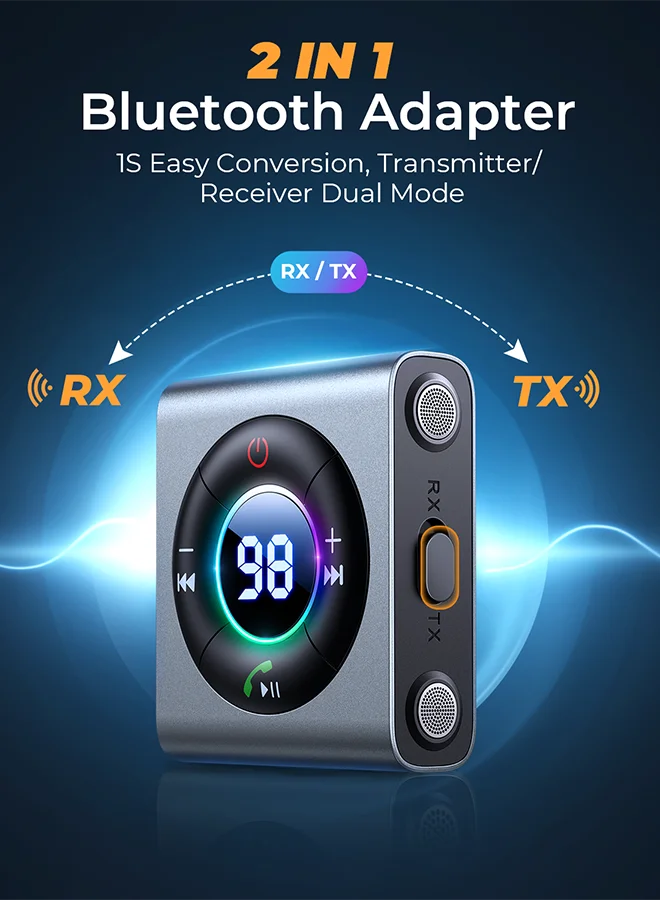 Joyroom 2 In 1 Wireless Blue Tooth V5.3 Music Receivers Smart LED Digital Display Tv Cars Pc Audio Transmitter