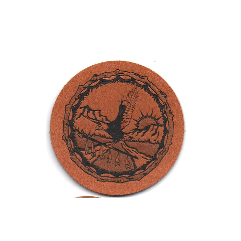 custom square design self adhesive leather hat patches laser safe leather patch printed leather patch
