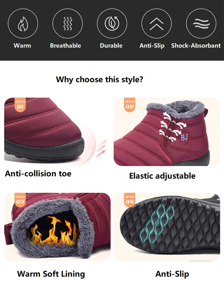 Hot selling unisex boots women shoes waterproof snow boots fashion winter boots for men and ladies