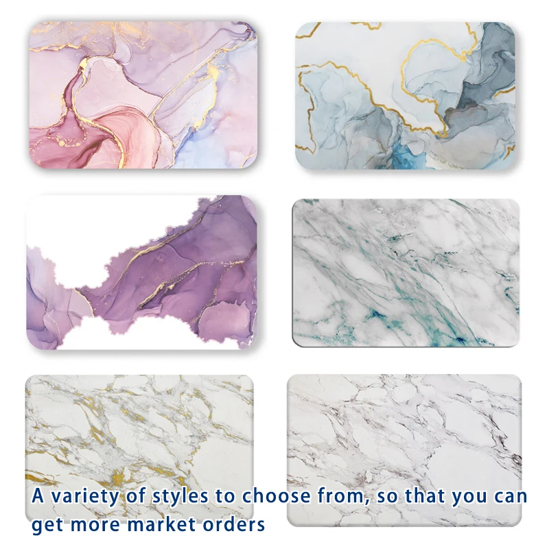 Eco-Friendly Anti-Slip Anti-Mould Super Absorbent Bath Mat Modern Printing Marble Design Custom Size Diatomaceous Earth Bathmat