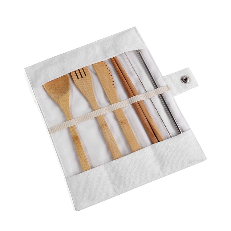 Eco Friendly Bamboo Tableware Travel Utensils Reusable Set Baby Tableware Set Bamboo Cutlery With Case And Gift Box