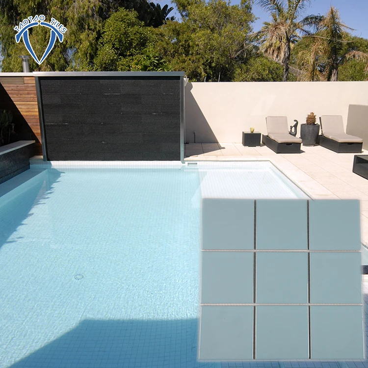 New Products Fashion Customized 48x48mm Blue Color Square Shape Porcelain Villa Swimming Pool Tile Mosaic