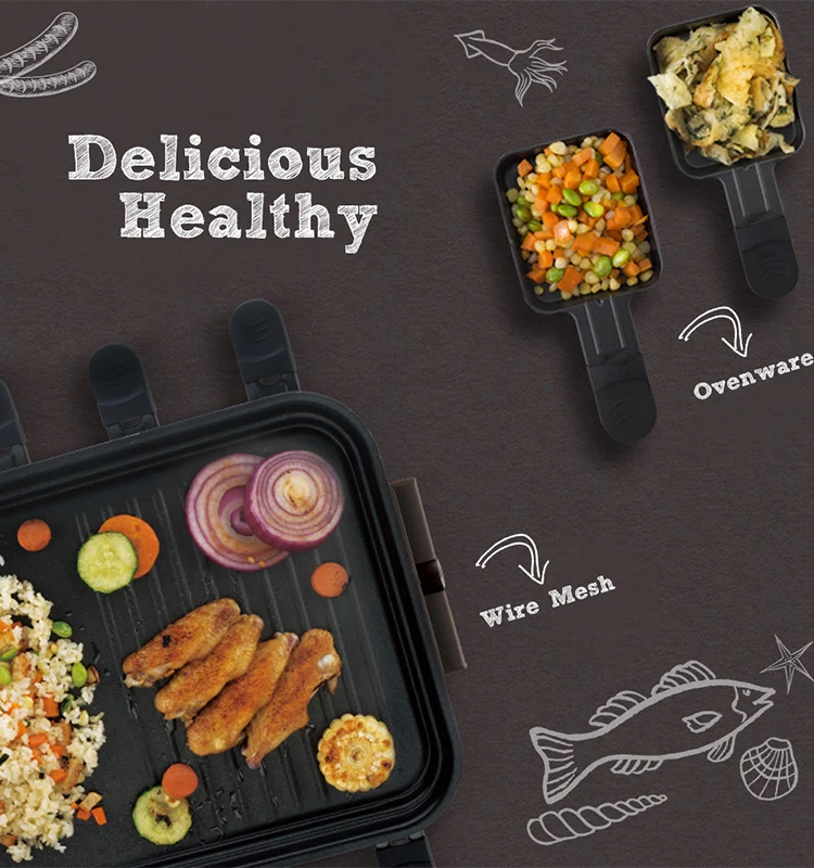 
thermometer TableSmokeless Indoor yakitori Barbecue electric Raclette Grill pan 