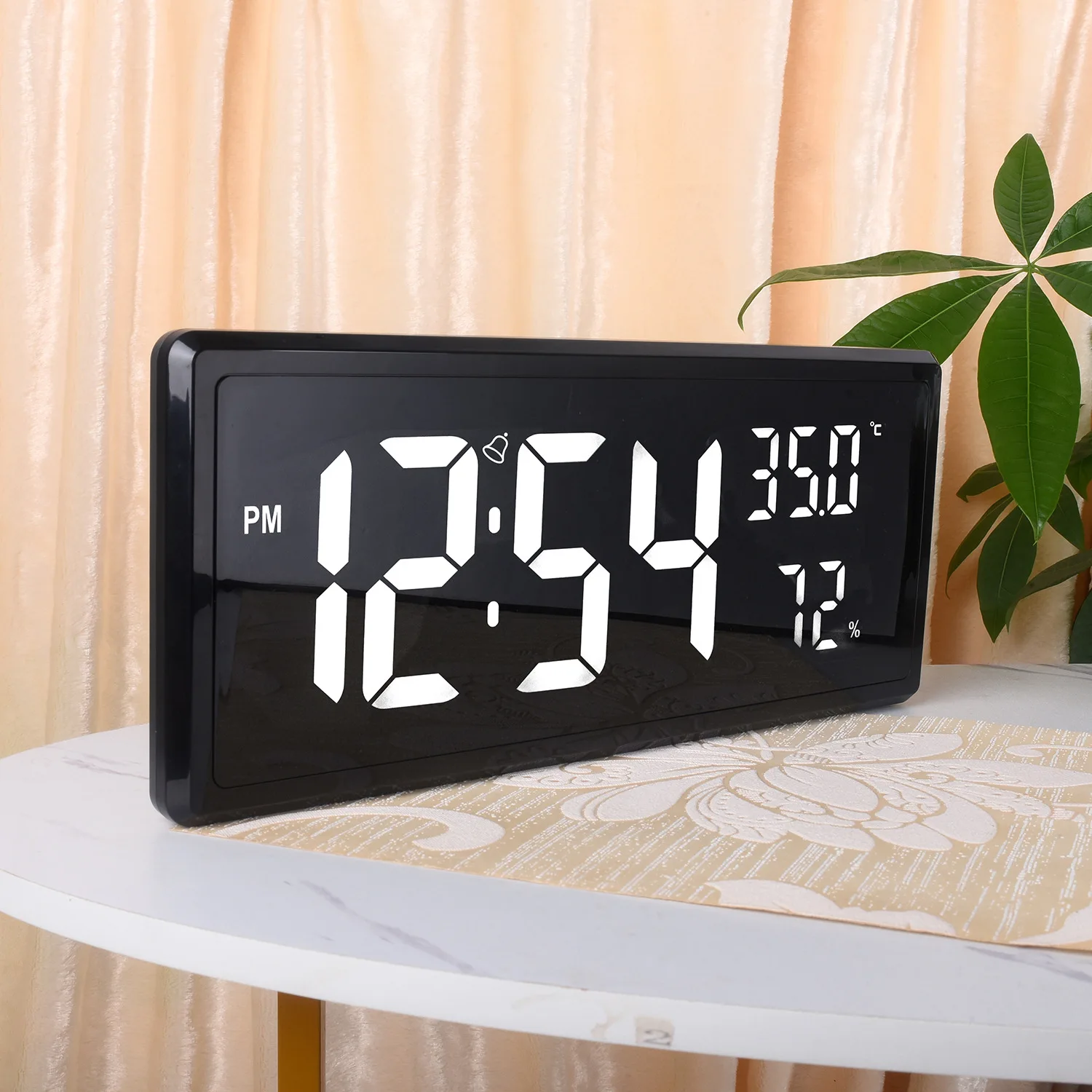 KH-CL013 Large Screen Display 14 Inch Digital LED Wall Clock with Temperature Humidity 3 Level Brightness Dimmer