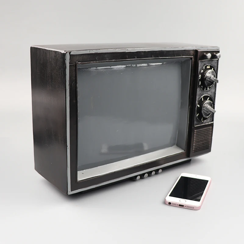 Metal TV Model Televisions Figurine Iron TV Model Birthday Gift Boy Toy Metal Crafts Home Desktop Decor