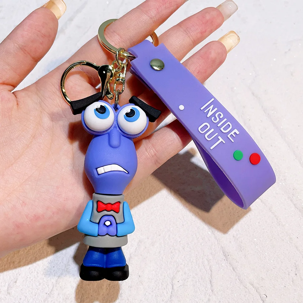 New anime movie Inside Out cartoon keychain car key chain soft rubber small gift keychains 3D Character Keychains Bag Charms