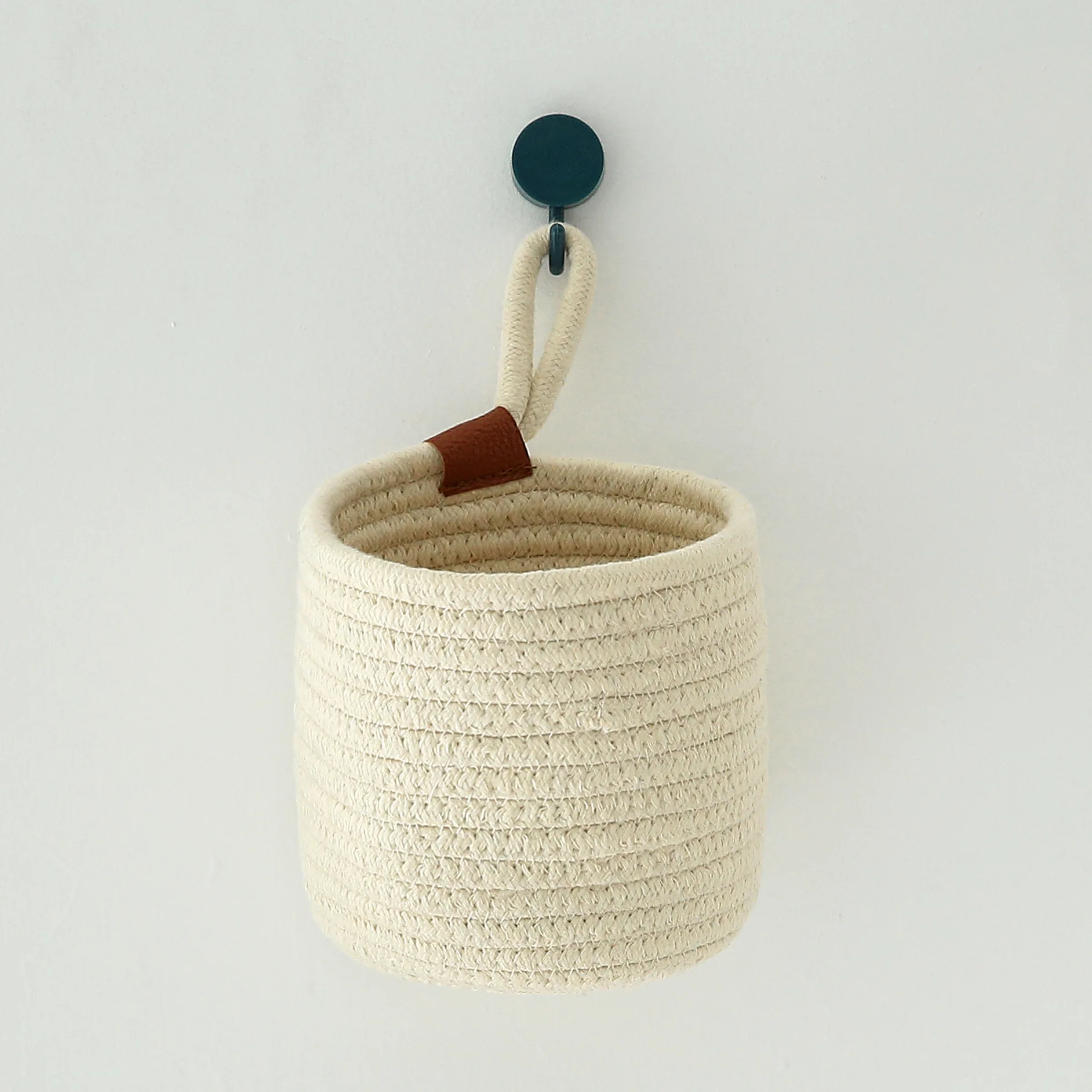 Home Decor White Cotton Rope Storage Basket With Lid Storage And Organization Many Sizes Vietnam Supplier