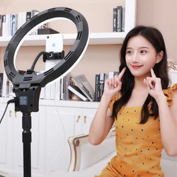 HQ-12N Portable 12 inch desktop table top dimmable cell phone ring light holder