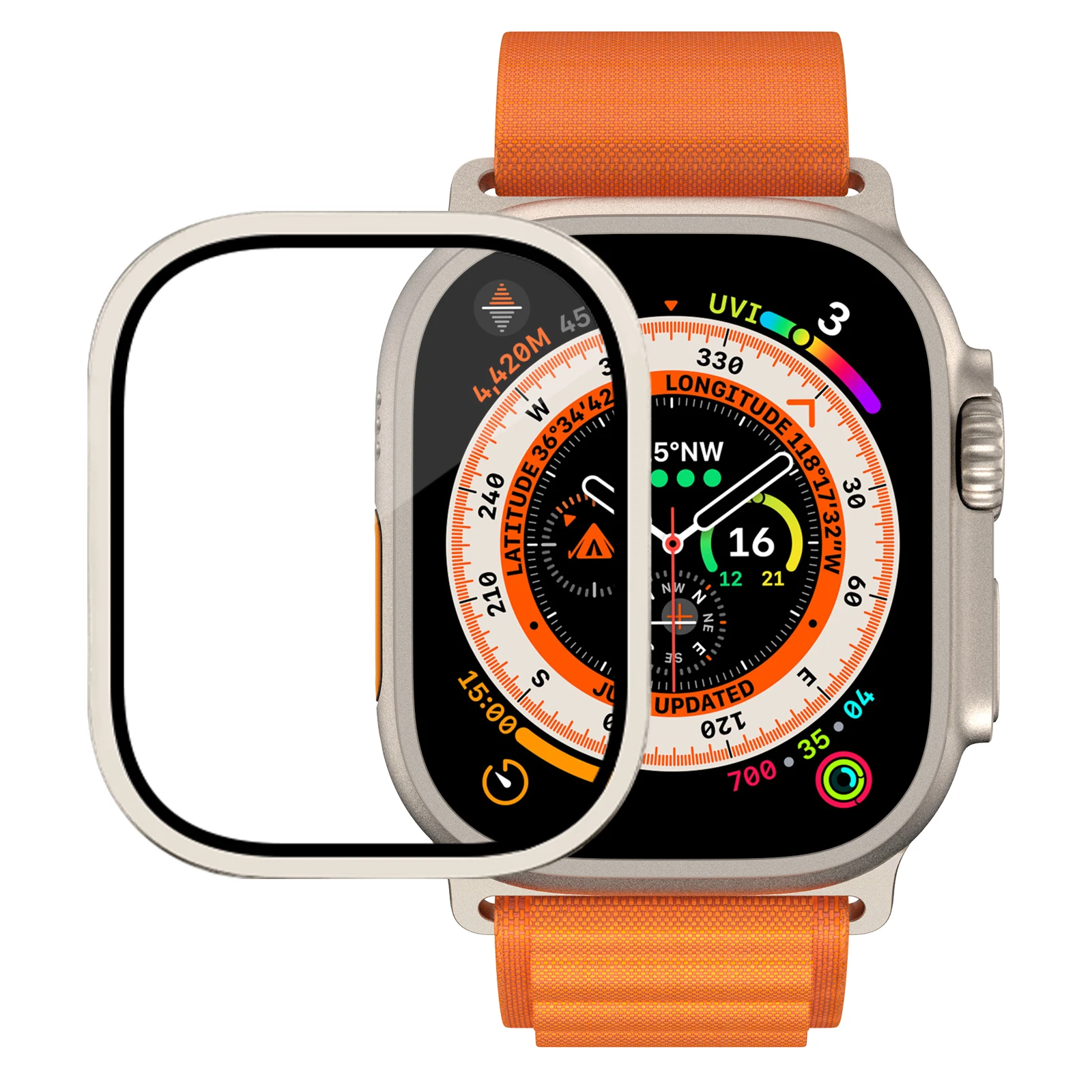Metal Frame Glass For Apple Watch Ultra Case Apple Watch Ultra Tempered Glass With Tool Apple Watch Ultra Screen Protector