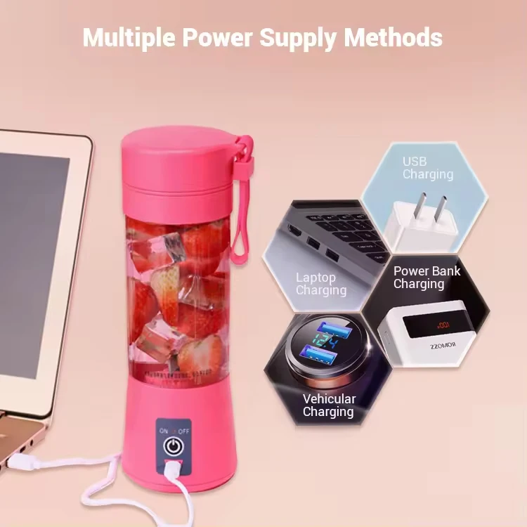 Mixeur Portable 400Ml Juice Blender Smoothie Mixer Type C Rechargeable Mini Blender Portable Tragbarer Mixer Handheld Juicer Cup