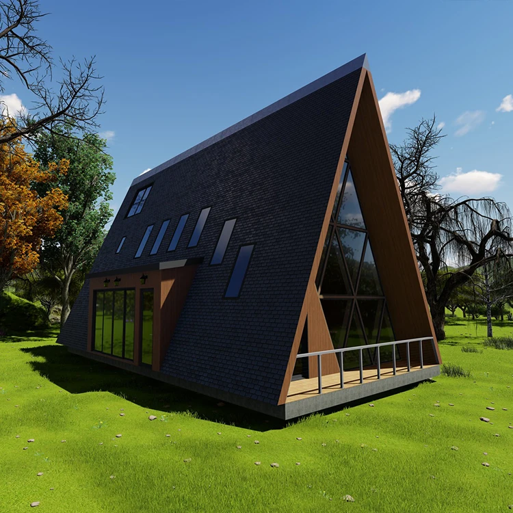 Fast Install Steel Structure Prefabricated Luxury Villa Two Prefab a Frame House Triangle House