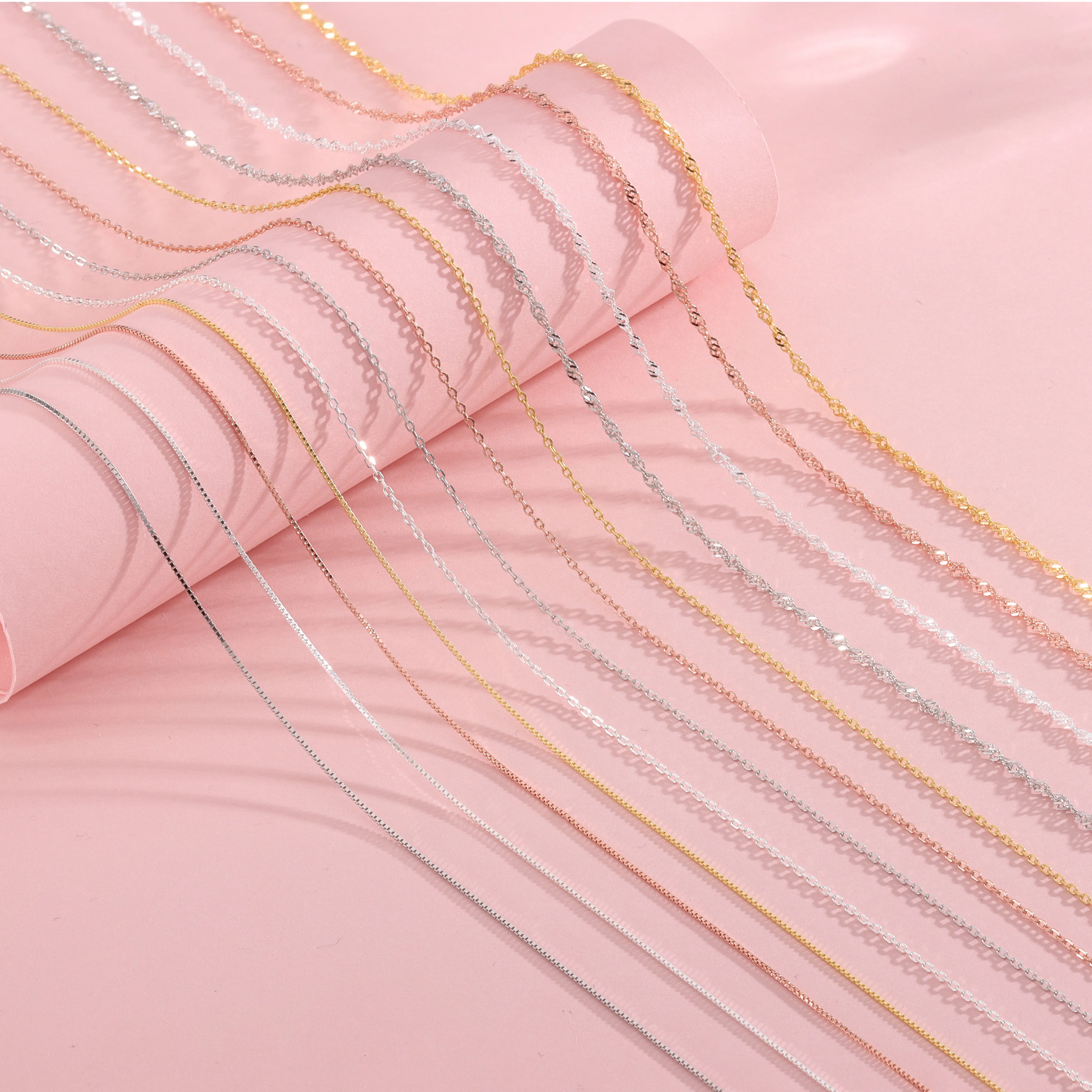 Custom 925 Sterling Silver Italy Link Chain Adjustable Box Cross Singapore Necklace Chain Gold Plated Necklace Fine Jewelry