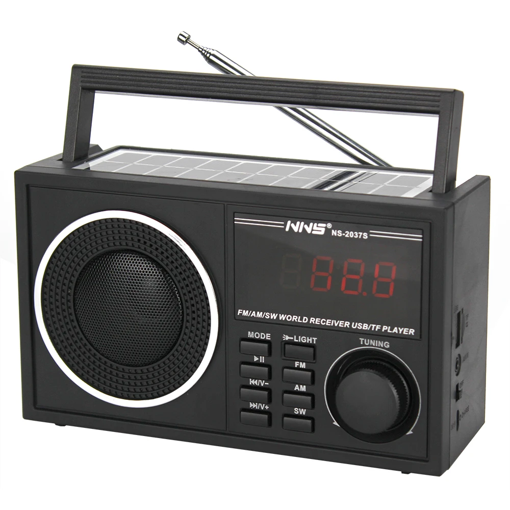 2021 portable wireless solar radio fm am sw 3 band radio two way torch light radio NS-2037S