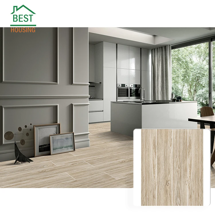 Home wood elevation wear resistance textured floor tiles wood grain rustic porcelain tile