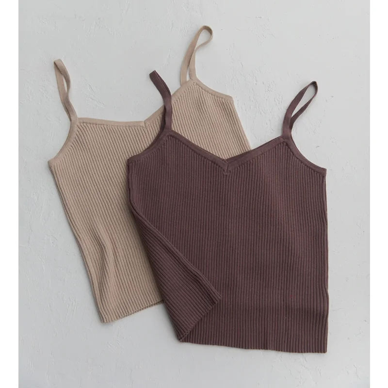 Manufactory Wholesale High Quality V Neck Custom Knit Solid Colour Vest Sweater Women