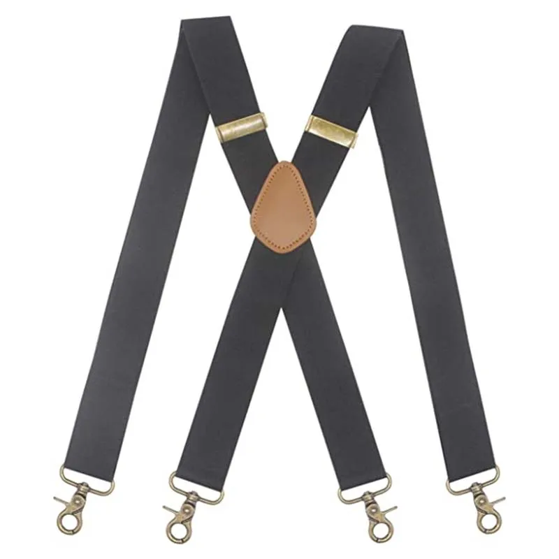 REWIN Heavy Duty X Style 4 Swivel Strong Hooks Adjustable Braces Elastic Suspender for Men