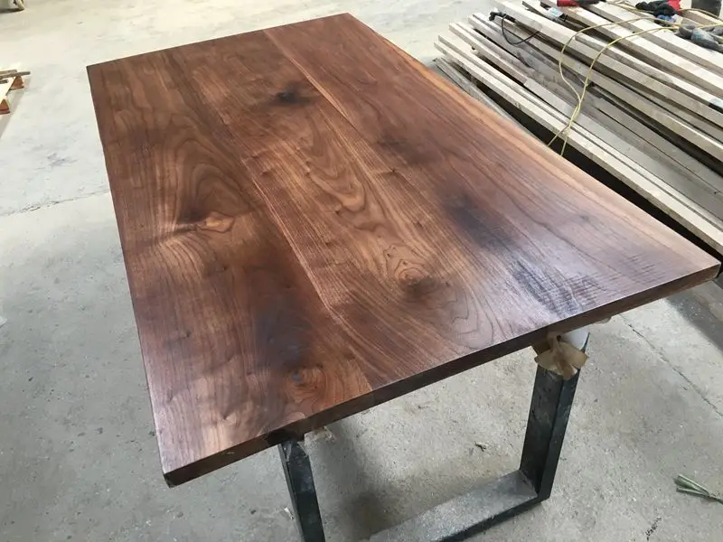 Wide Plank Rustic Saw Mark Walnut Table Industrial Rectangle Solid Walnut Wood Dining Table