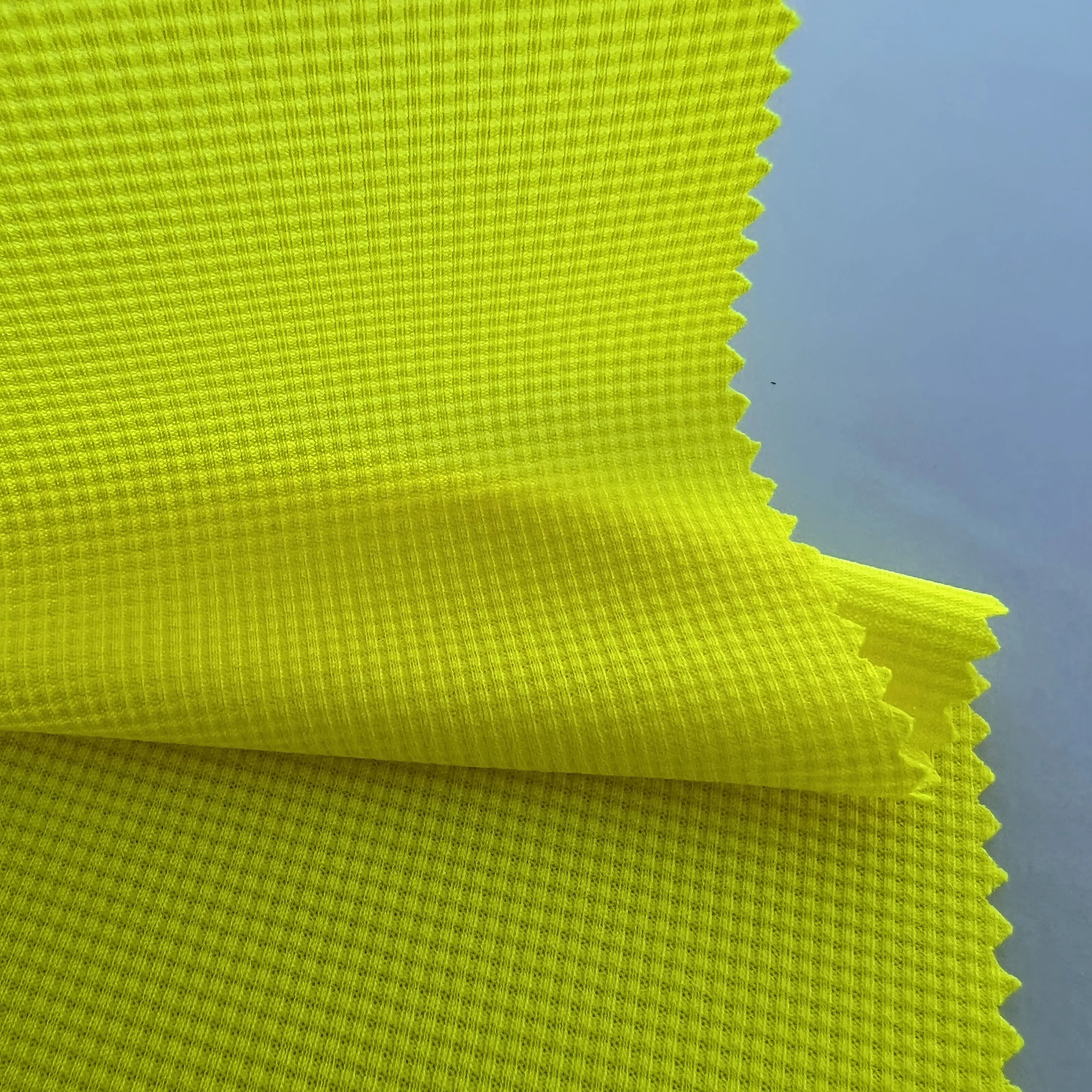 Good Quality 100% Polyester Walf Checks Yellow Neon Fabric Fluorescent Safety Vest Breathable Fabric