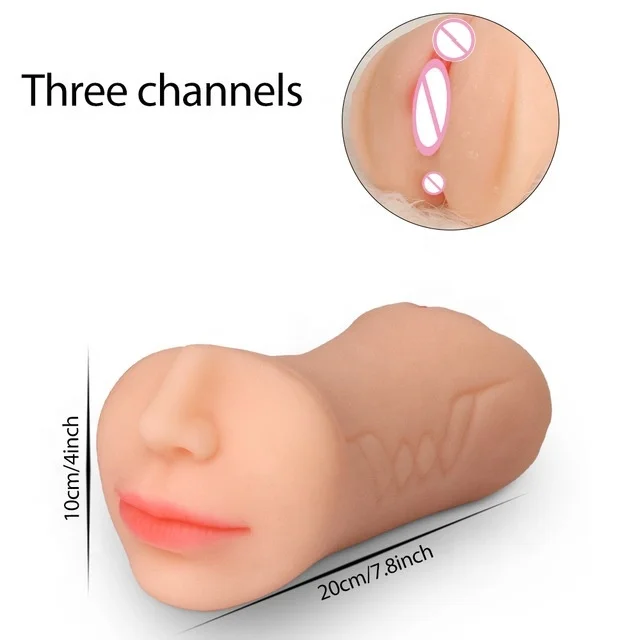 Hot selling 3-channel male masturbator pocket vulva artificial vagina anal mouth sex toys for men masturbating