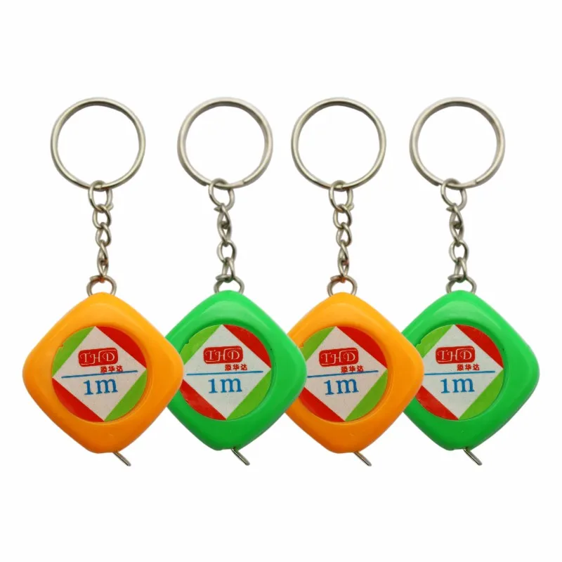 Factory direct portable yellow shell key ring retractable 1 meter tape measure