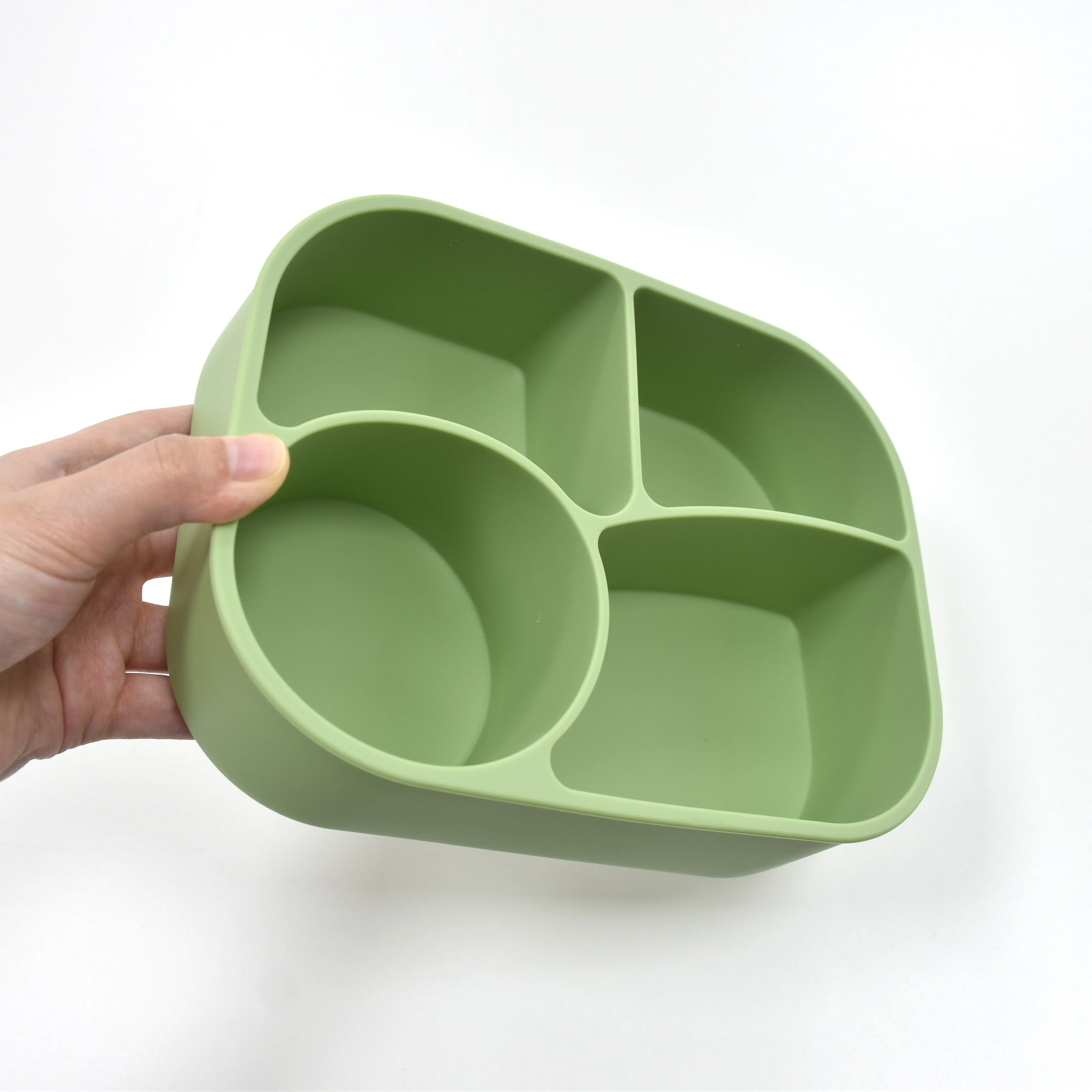 Durable LeakProof Silicone Bento Lunch Boxset 4 Compartment Food Grade Bento Box for Children Microwavable & Heatable