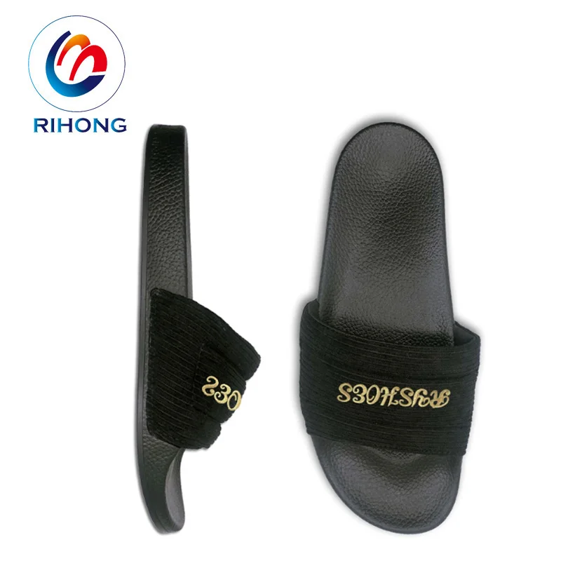 2024 fashion summer oem design 3d embroidery logo slide custom rubber sandals slippers for women