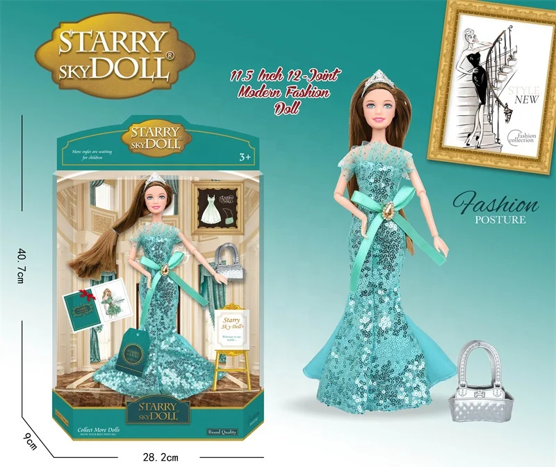 Best Toy Gifts Princess Doll Toy Beautiful Fashion Plastic Doll Girls Dolls with Dress