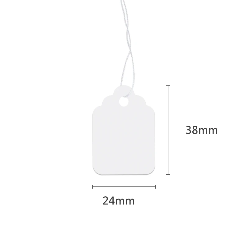 24x38mm Custom White Jewelry Paper Hang Tag with String