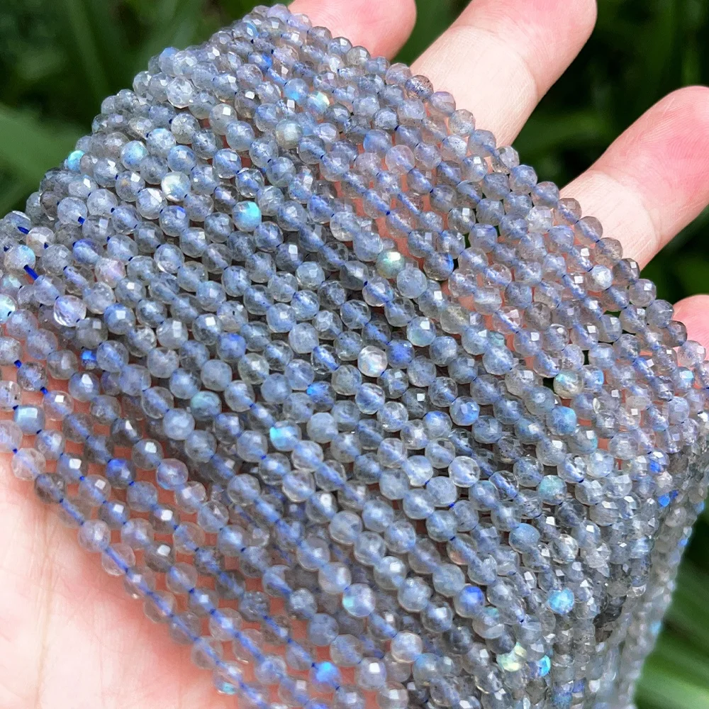 JSES Natural Madagascar Labradorite 4mm Faceted Beads for Jewelry Making DIY Wholesale Gemstones Crystal Agate Jade Loose Beads