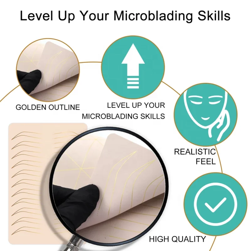 OEM Double Side Print Tattoo Training Pmu Brows Lips Line Silicone Sheet Microblading Practice Skin