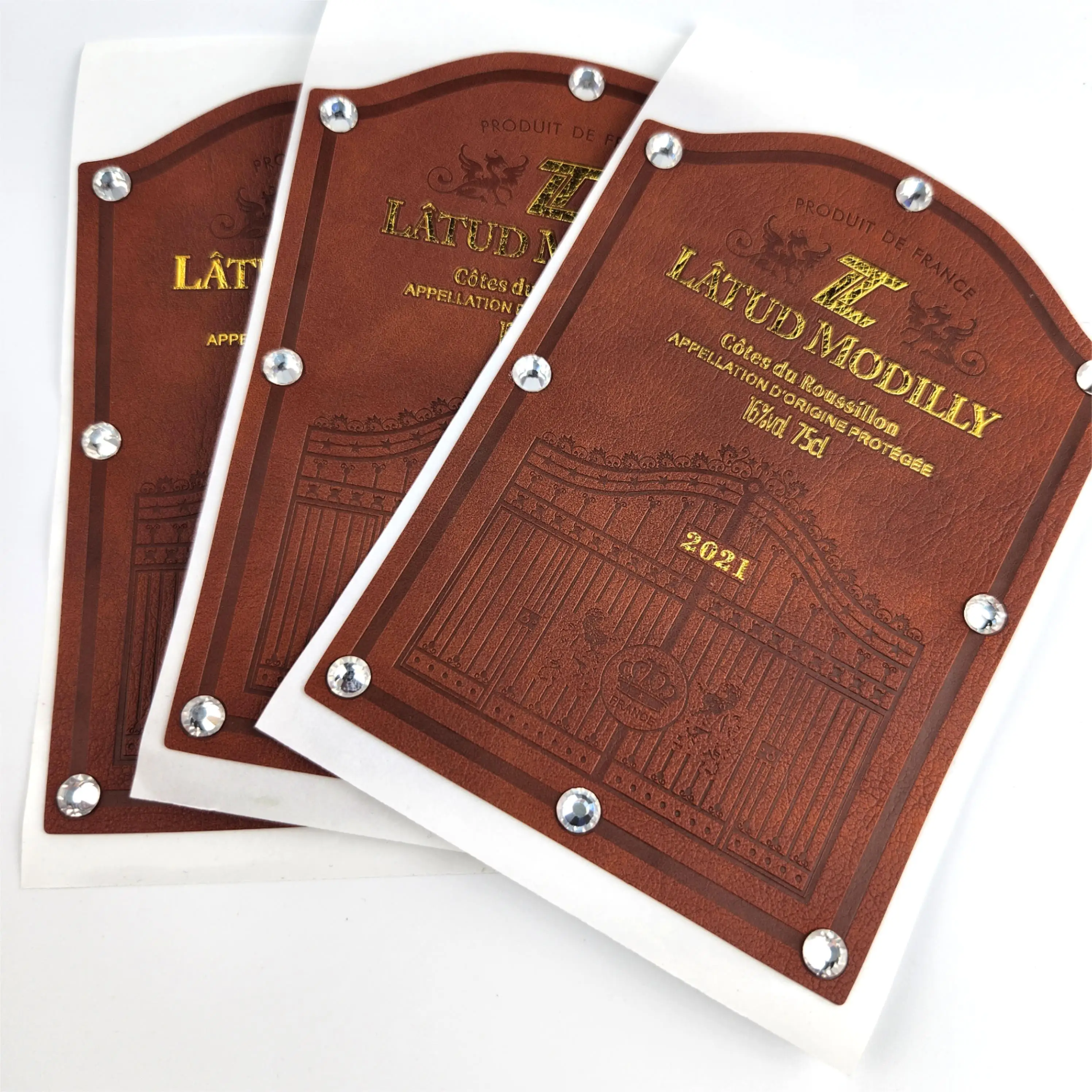 Hot selling luxury leather brand custom brand logo leather embossed fashion brand leather label stickers