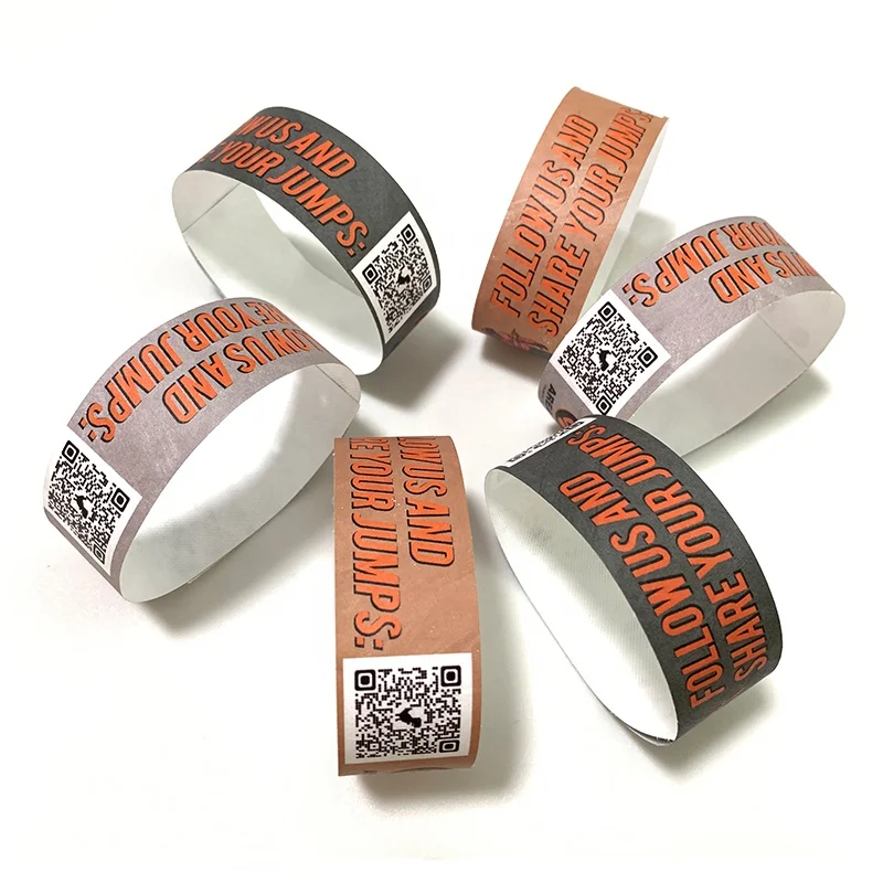 Cheap Custom Printed Event Party QR Codes Paper Bracelet Tickets Promotional Tyvek Wristbands