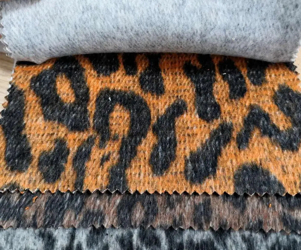 Девять видов двухсторонней тканой шерстяной ткани с леопардовым принтом в наличии
