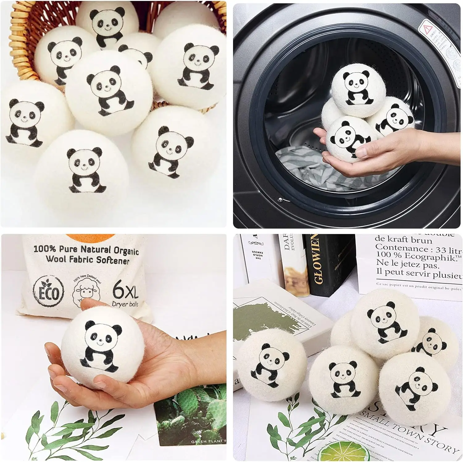 arrivals 2024 FBA top seller trending New zealand wool products xl 7cm wool Dryer Balls 6 pack cotton bag factory wholesale