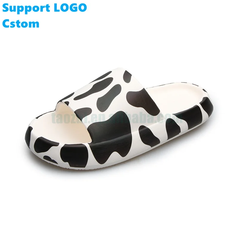 Customized Ladies Indoor and Outdoor Non-slip Soft Bottom Slippers OEM Custom Paint Printing PVC One-Word Slippers