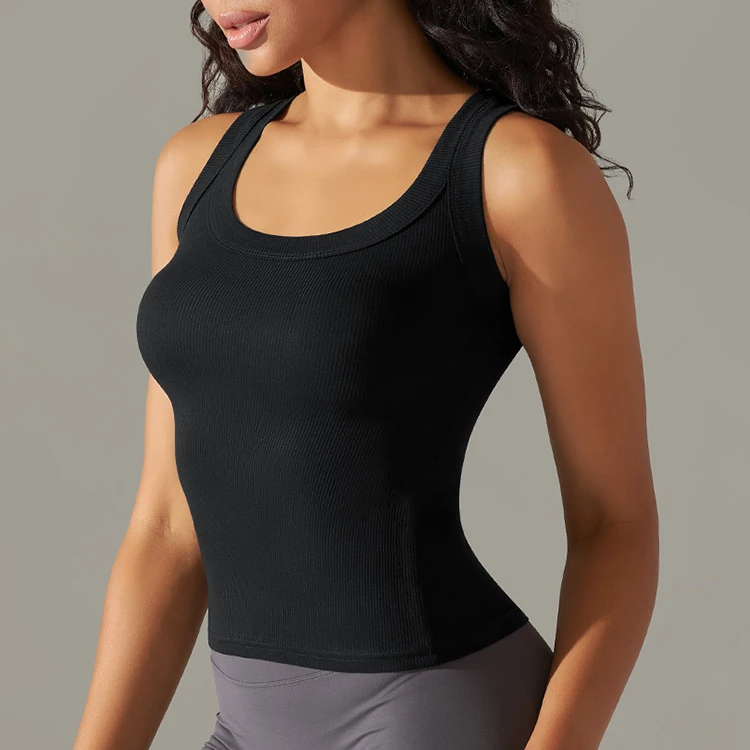 Hot sale solid color  gym workout tank top fitness yoga  top for women