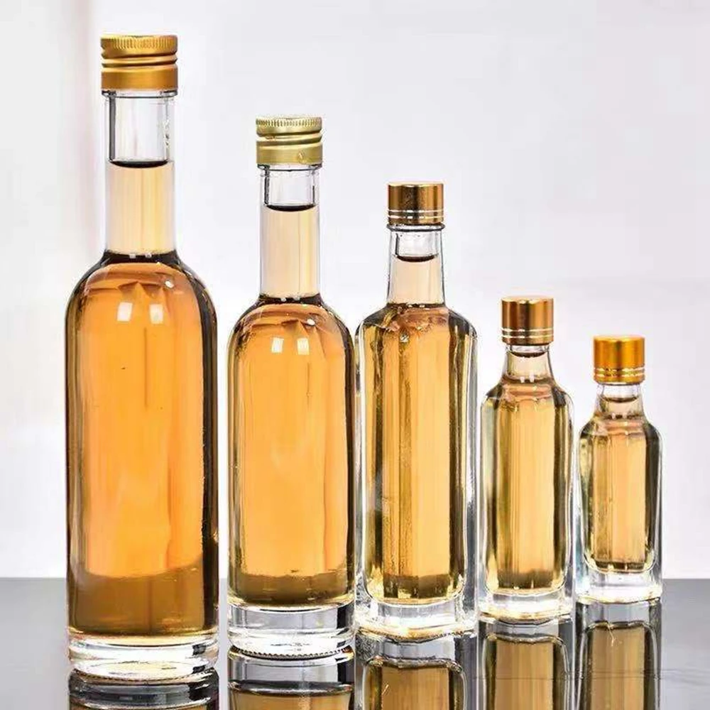 Empty 30ml 50ml 100ml 150ml 250ml Square Clear Flint Glass Camellia Oil Olive Oil Liquor Bottle