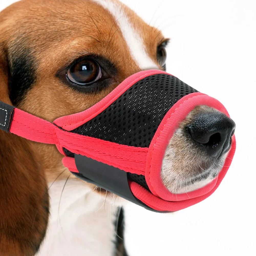 Adjustable Dog Muzzle Nylon Soft Muzzle Anti-Biting Barking Secure Mesh Breathable Pets Muzzle for Small Medium Large Dogs