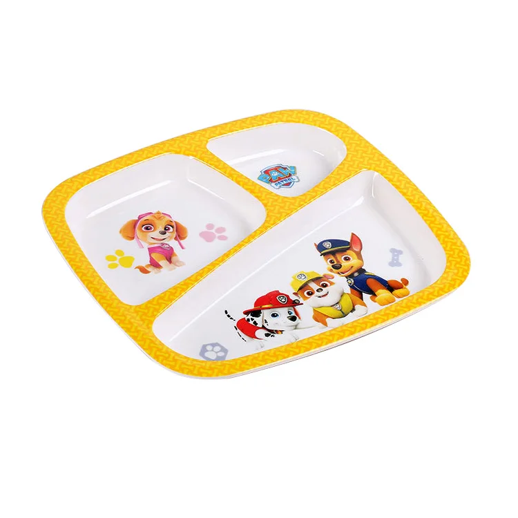 Set platos ninos 3 portion plate for children melamine divided plat, 3 compartment cute cartoon melamine kid plates set