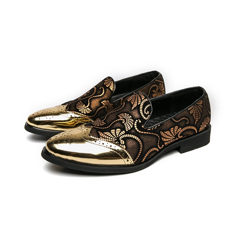 3D Fashion Print Clothes Upper Design With Shinny Pattern Leather Trendy Design Men Loafer Footwear
