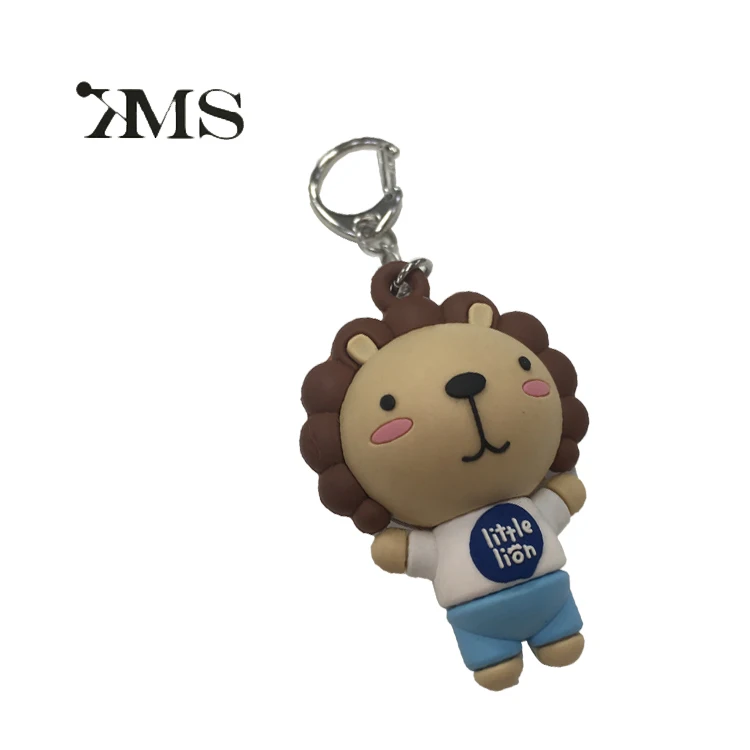 Wholesale Creative Personality 3D lion Silicone Key Holder Cute Pendant Promotional Gift Silicone Pvc Keychain