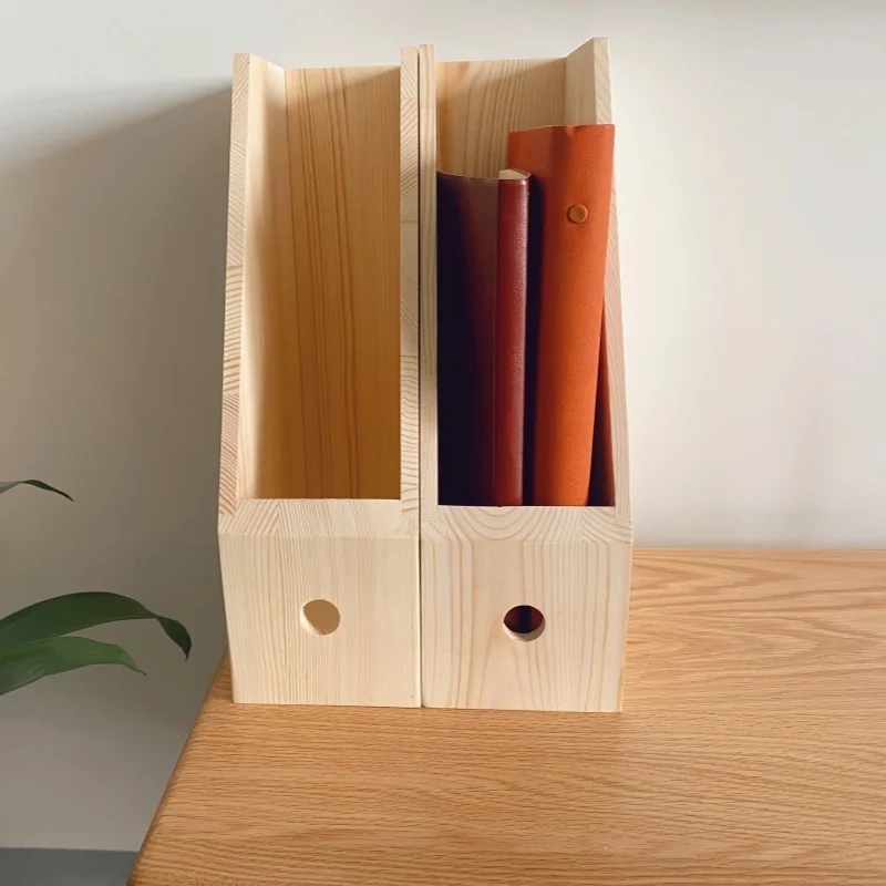 Creative Wood Fashion Document File Organizer Box Book Storage and Decorative Folder Cabinet