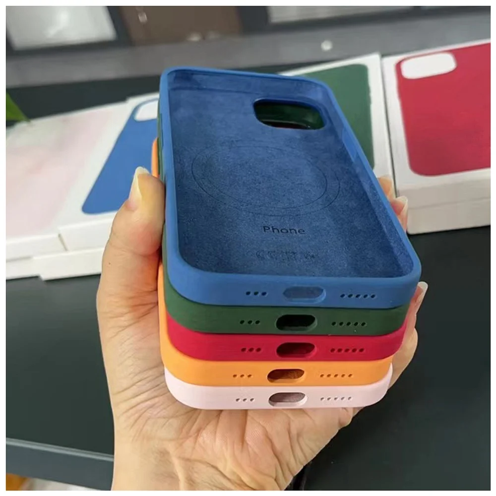 Custom LOGO Animation Cover Popups Liquid Silicon Magnetic Phone Case for Iphone 14 13 12 Pro Max Plus For Magsafes