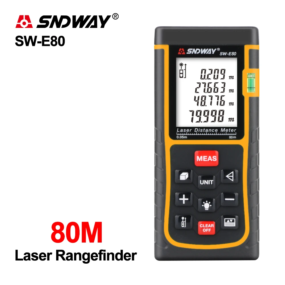 SNDWAY Rangefinder Handheld Laser Measuring Distance Meter Range Finder Hand Tool Tape Trena Ruler Tester SW-E40/50/60/70/80/100