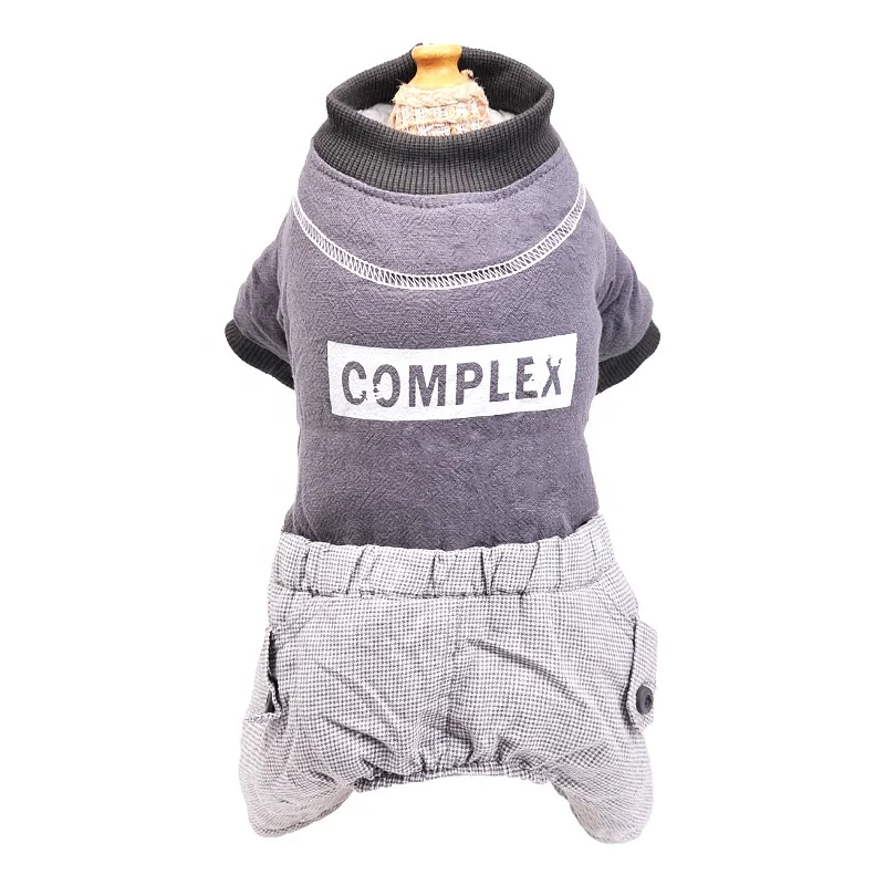 
Winter dog coat pet clothes Monogrammed winter coat and grey trousers fashion design warm and comfortable made in China 
