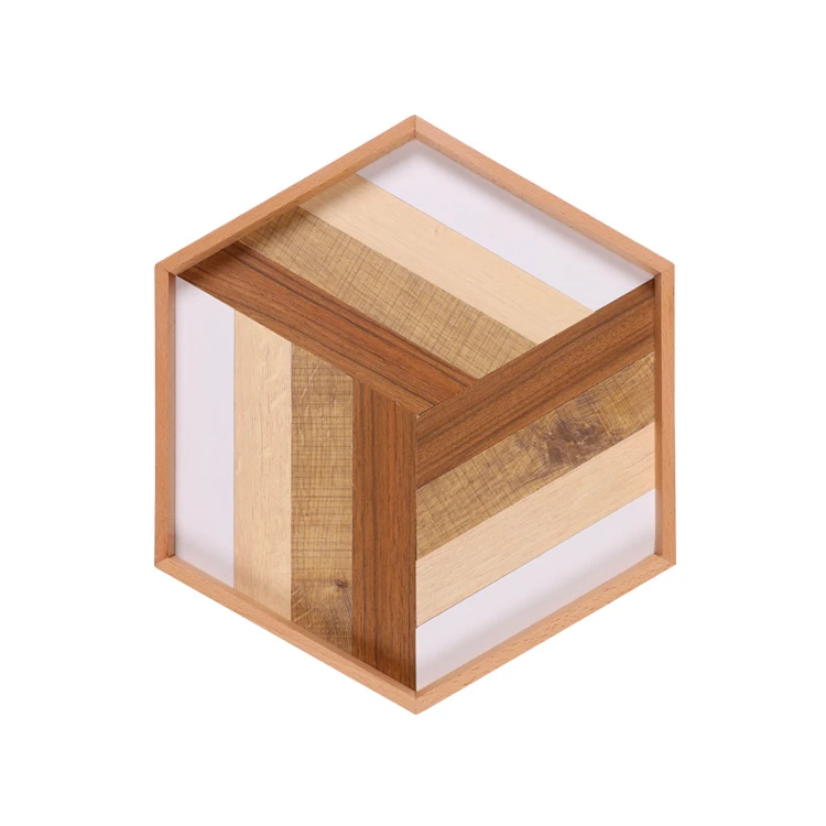 Custom Hexagonal Modern Nordic Kitchen Home Decor Food Coffee Serving Tray Wooden