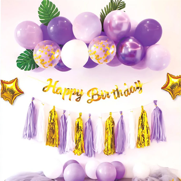 Professional Manufacture Cheap Birthday Balloon Garland Set Purple Balloon Arch